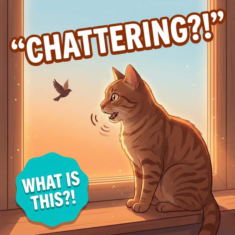 cat clicking sound, cat chattering at birds