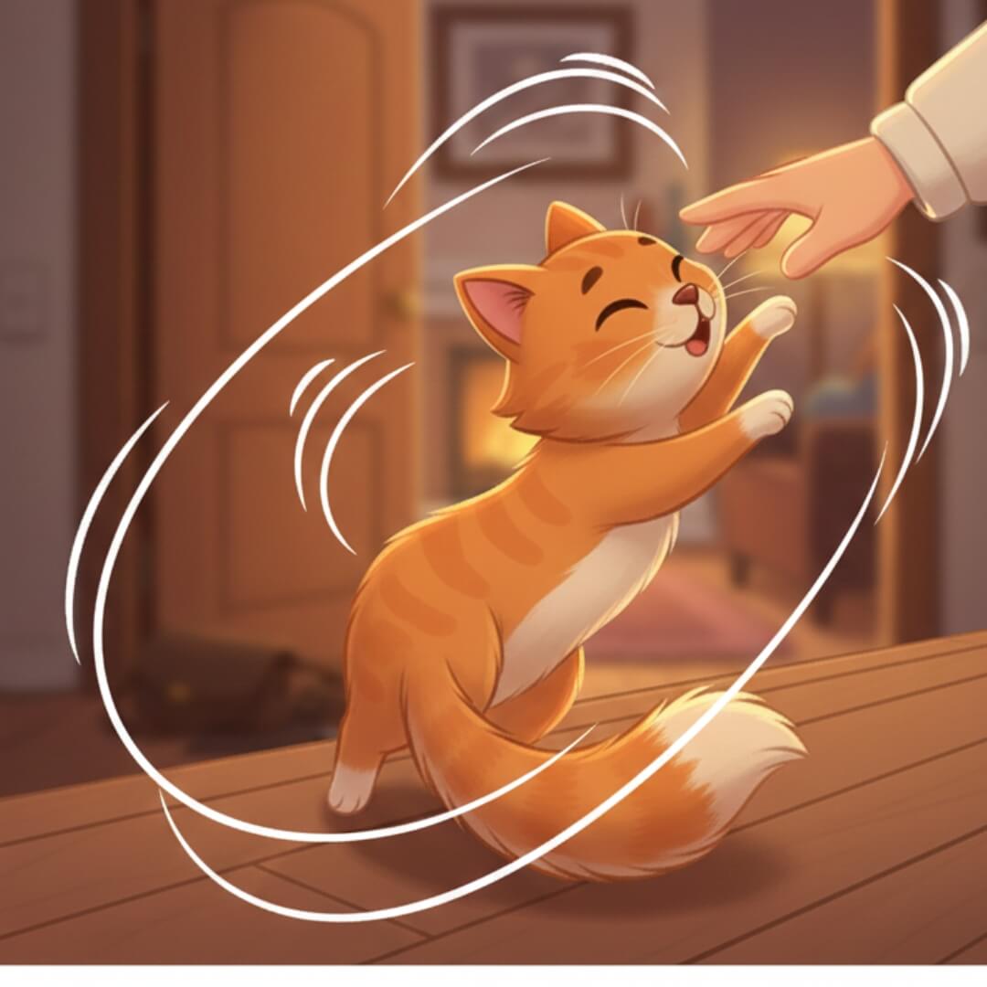 cat nose touch before cheek rubbing