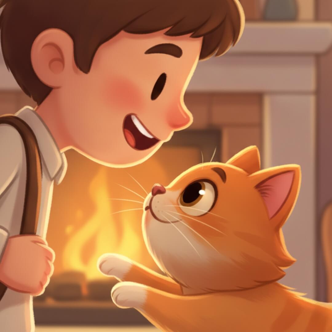 cat sniffing owners face scent check