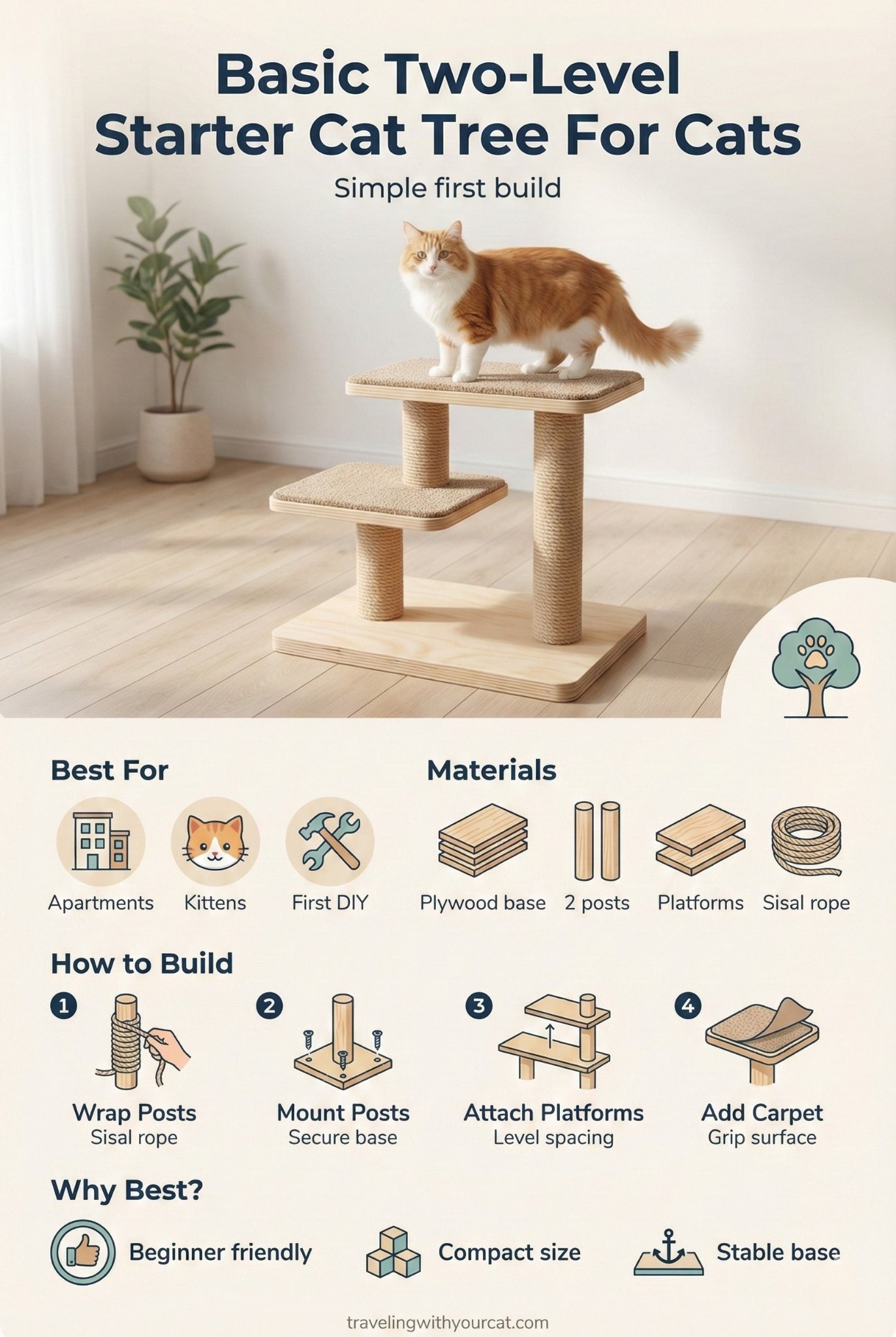 diy basic two level starter tree for cat