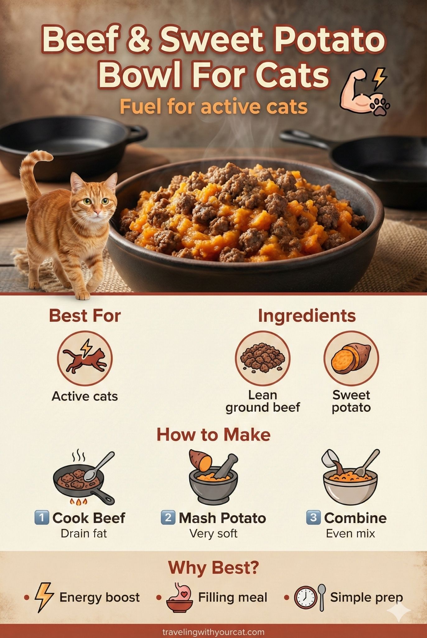 diy beef sweet potato bowl for cat