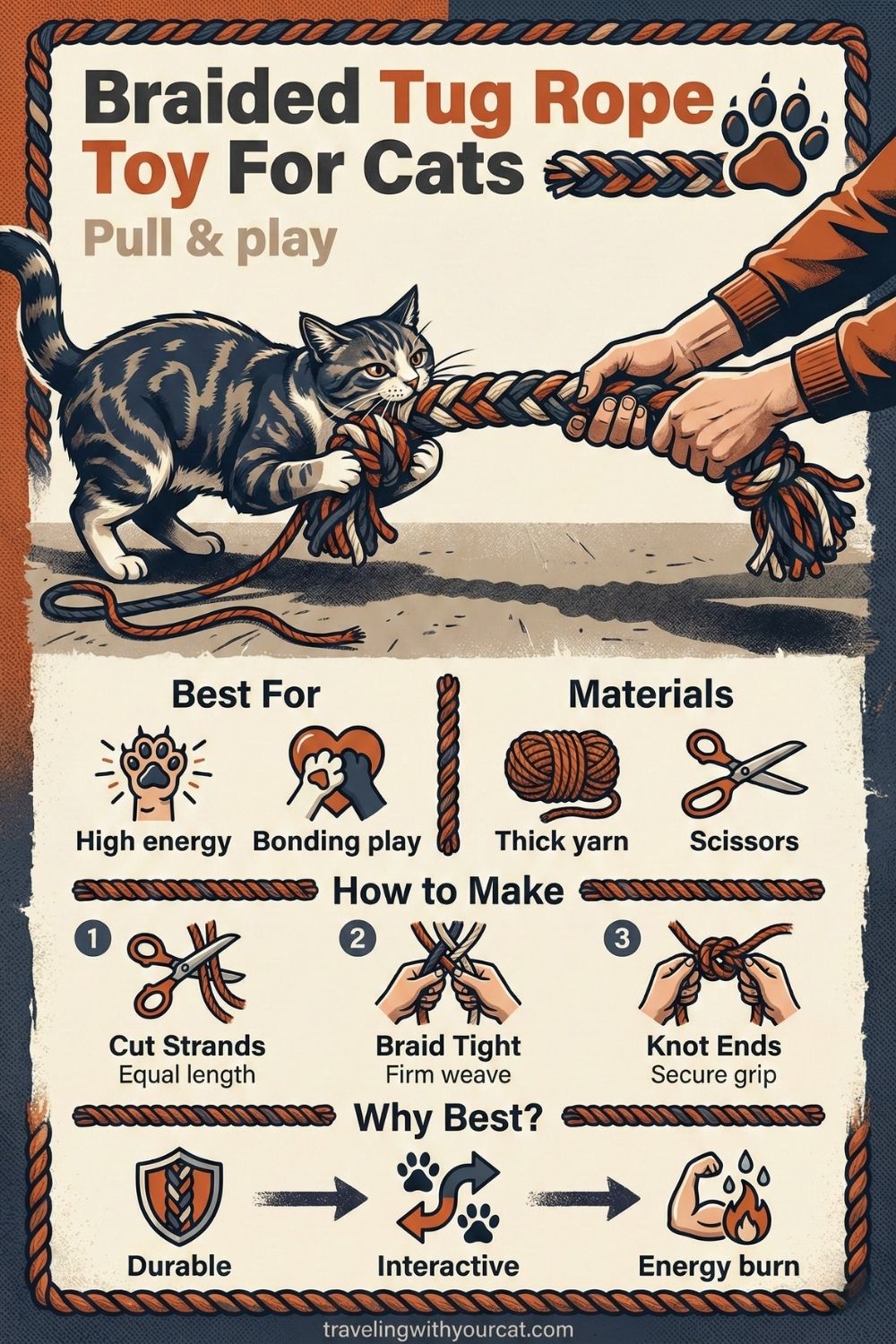 diy braided tug rope toy for cat