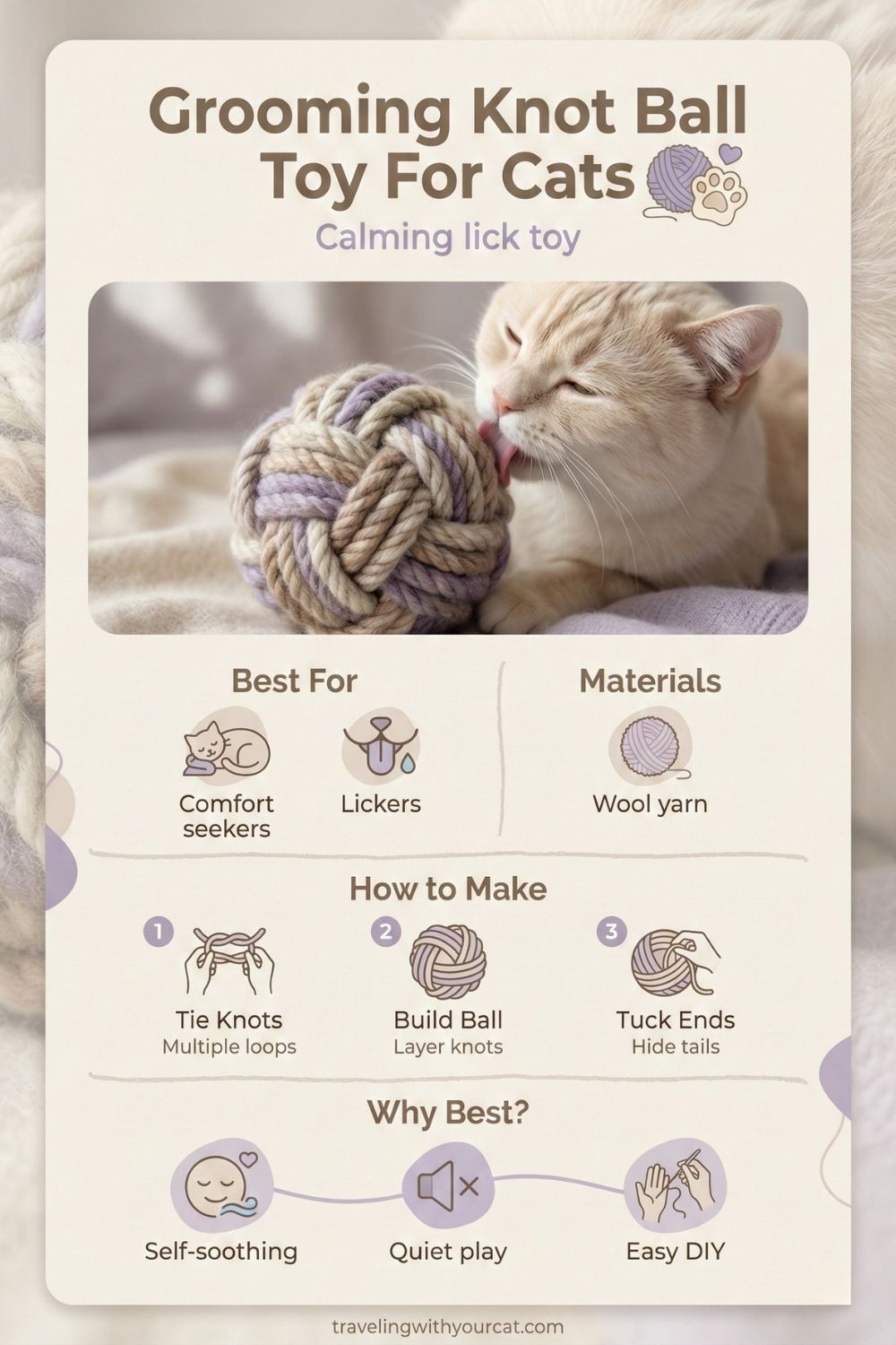 diy grooming knot ball toy for cat
