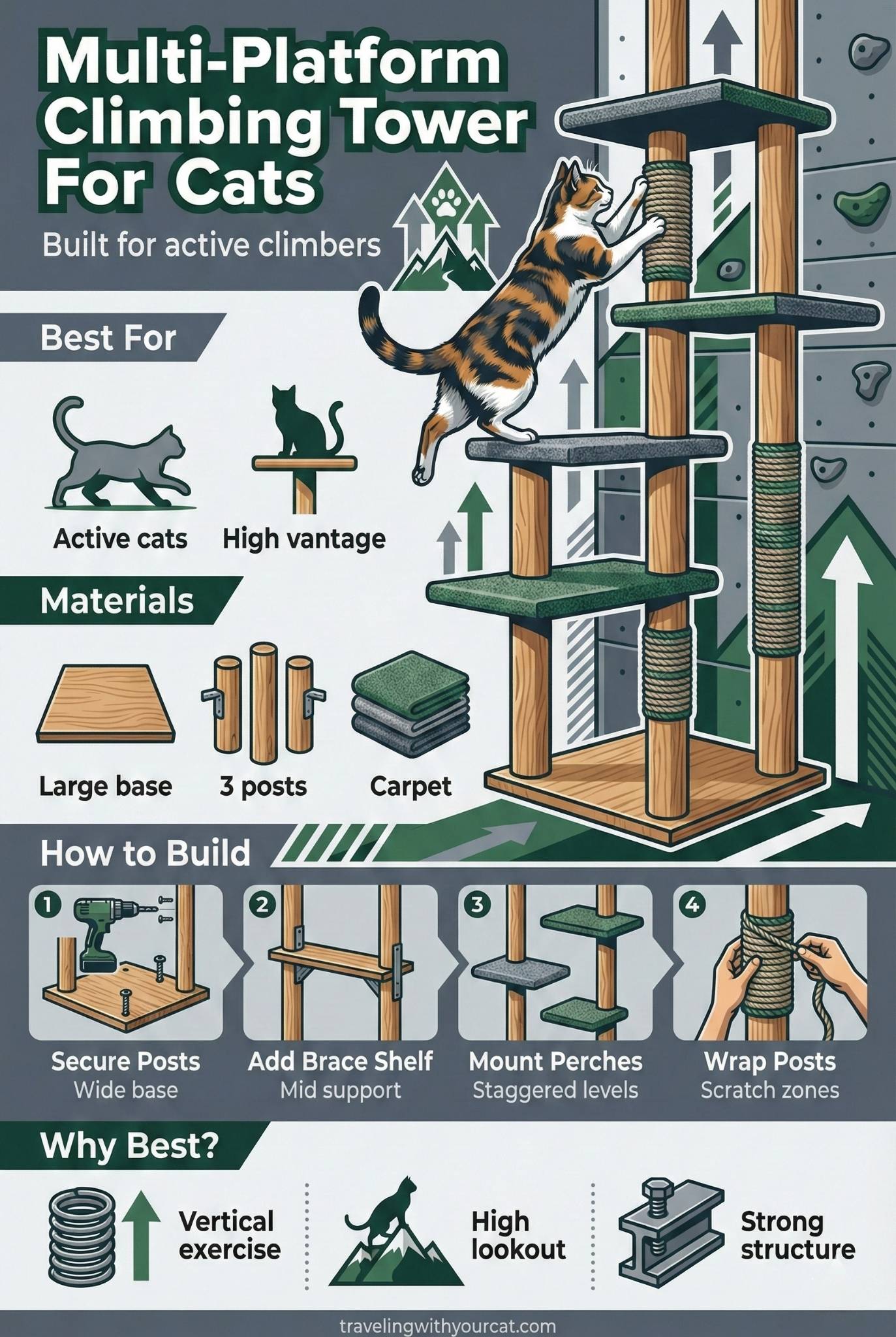 diy multi platform climbing tower for cat