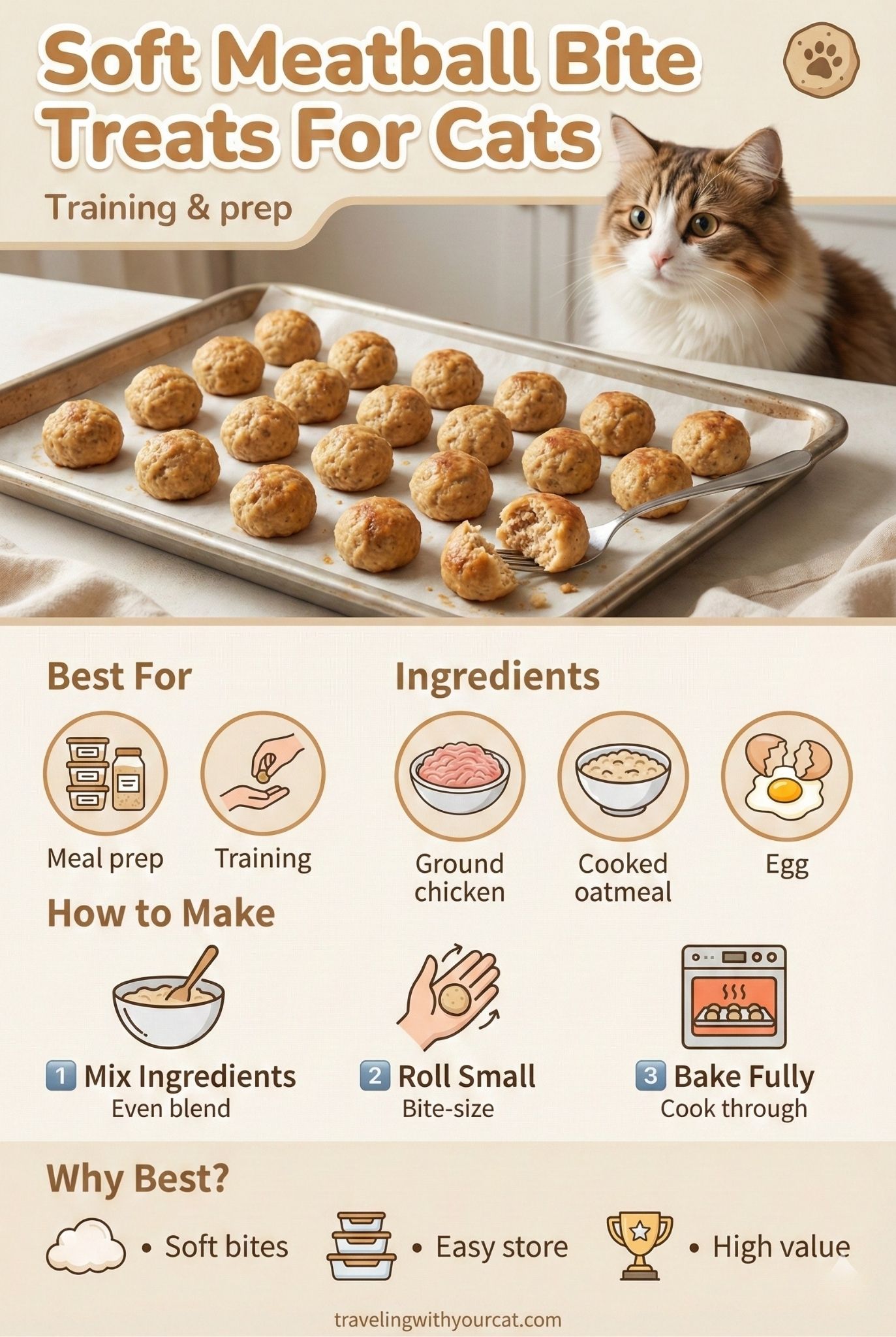 diy soft meatball bite treats for cat