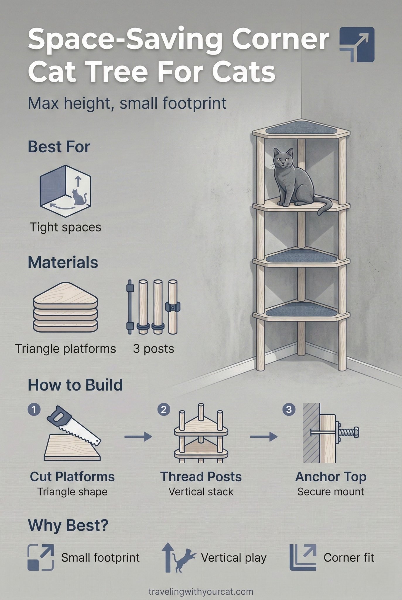 diy space saving corner tree for cat