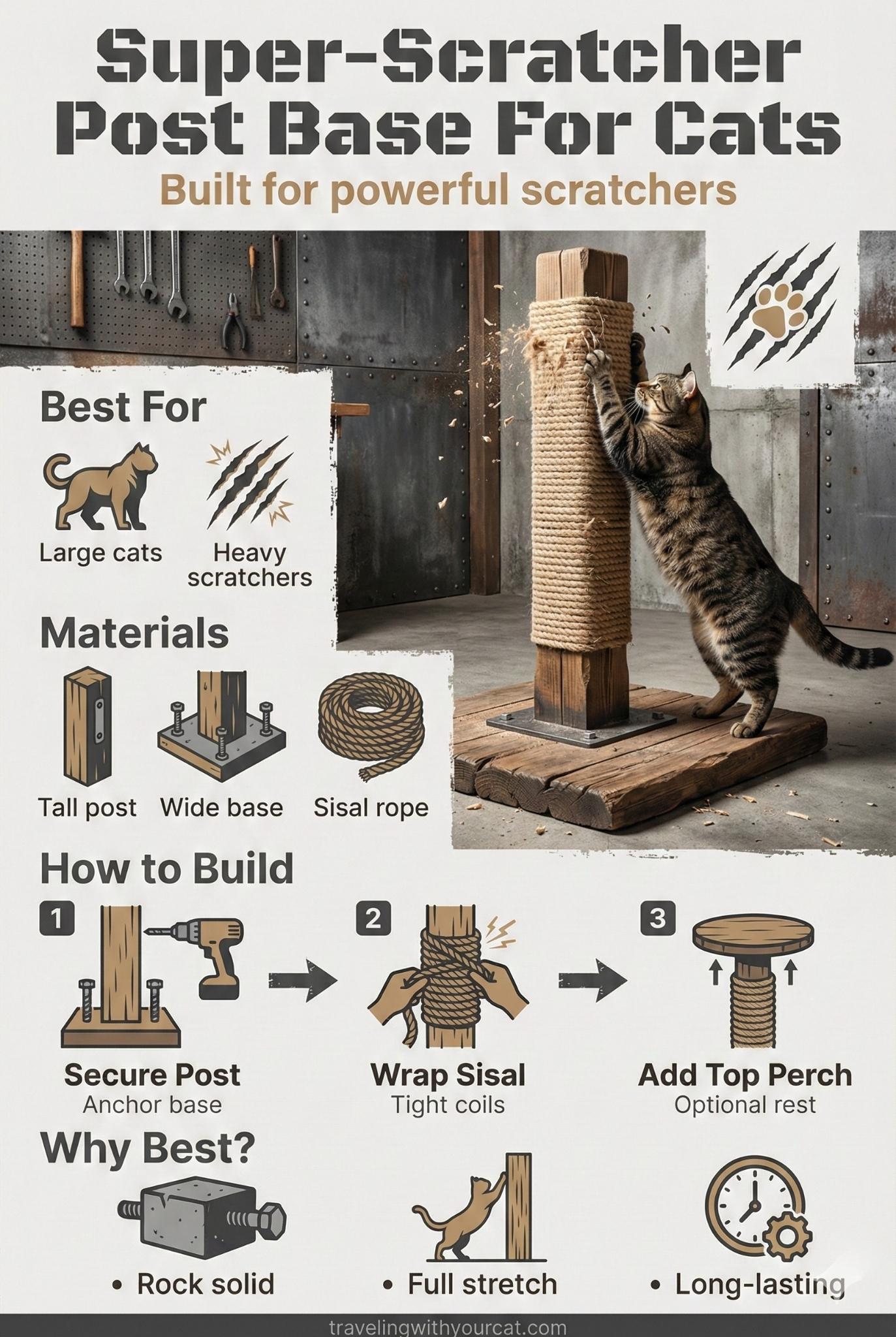 diy super scratcher post base for cat