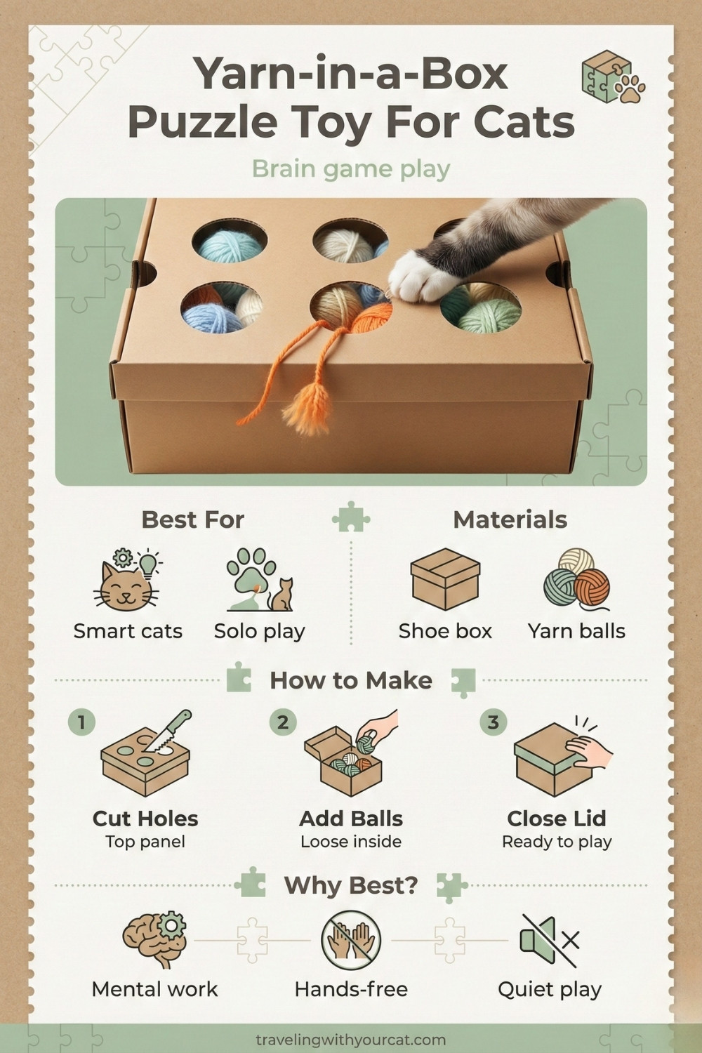 diy yarn in a box puzzle toy for cat