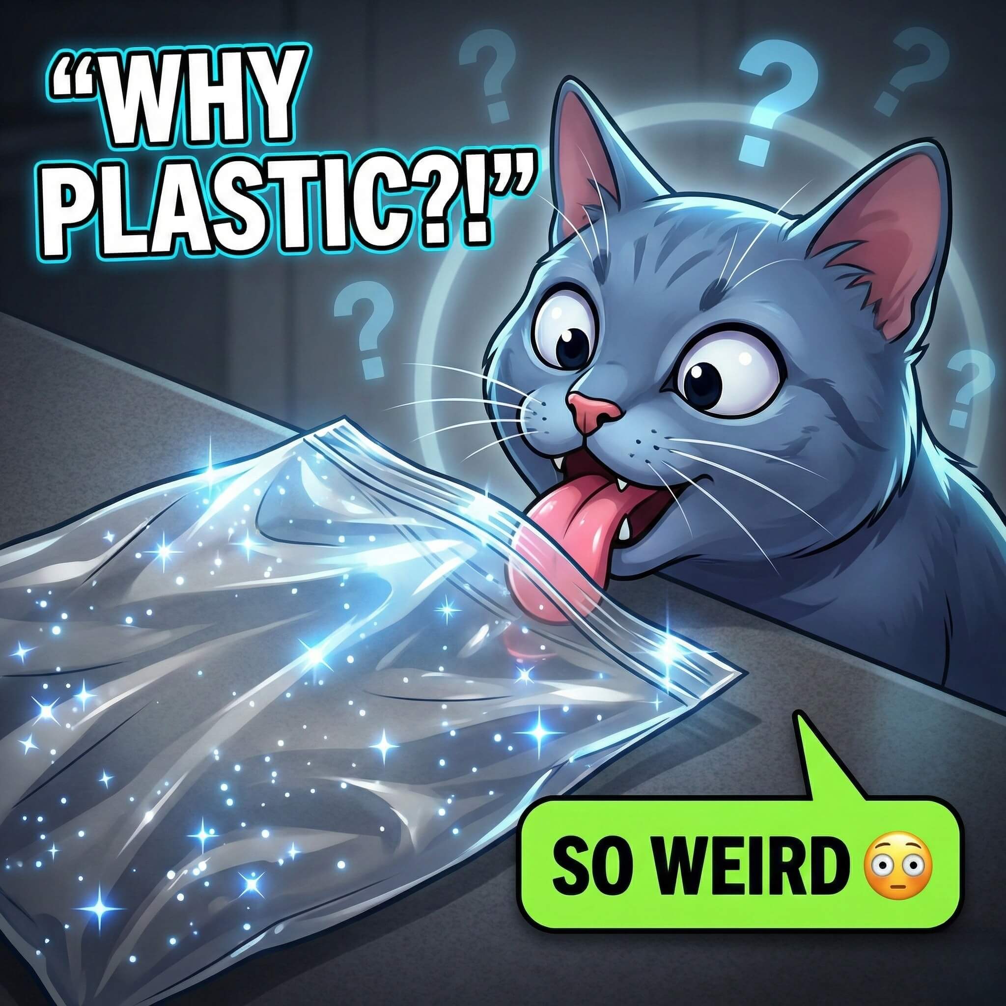 why cats lick plastic