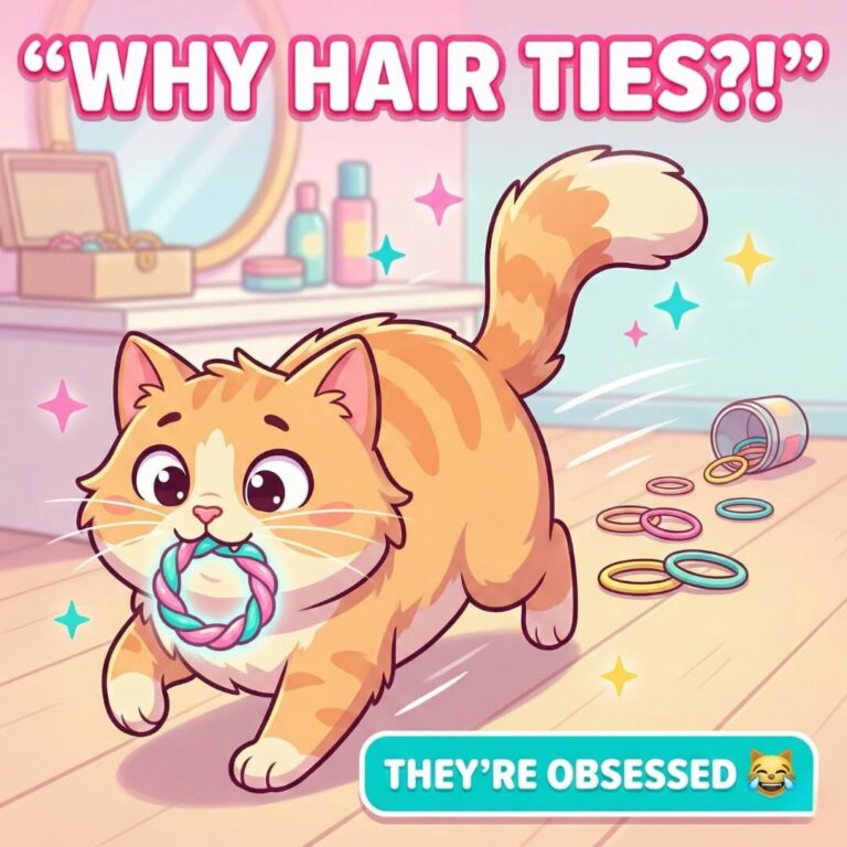 why cats steal hair ties
